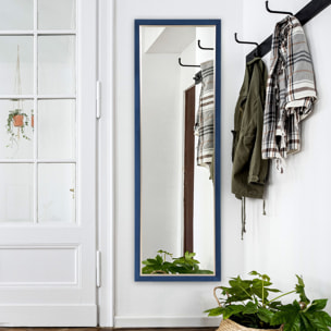 Espejo de Cuerpo Entero 150x50 cm Espejo de Pie o de Pared con Marco en Terciopelo y Soporte para Salón Dormitorio Azul