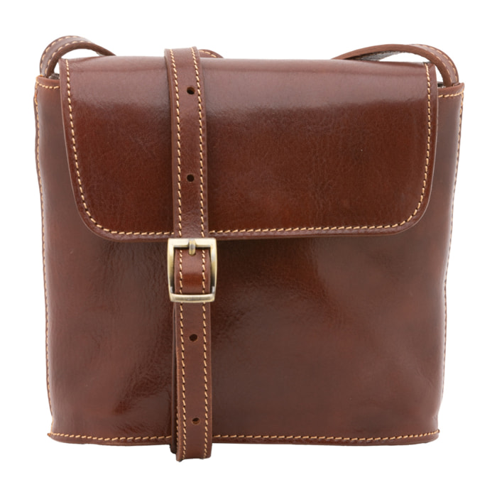 Borsa a tracolla  da uomo In Vera pelle Made in Italy 16x17,5x7 cm