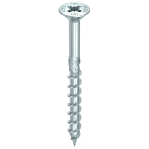 Vis HECO-Topix-Plus - Ø6x60mm - Tête Fraisée à poches de fraisage - Filetage Partiel - PZ3 - Boite de 200 - 61054