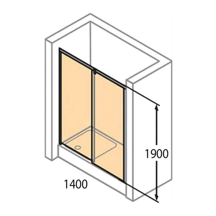 Next - Porte de douche 140 cm en verre transparent avec porte coulissante + Profilés chromés mat (140404.069.322)