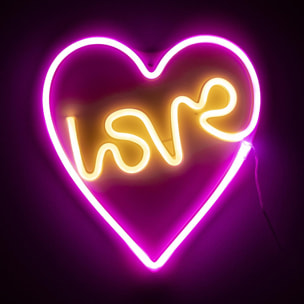 Ciondolo neon bicolore con disegno Love.