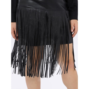 Fiorella Rubino - Gonna tubino con maxi frange - Nero