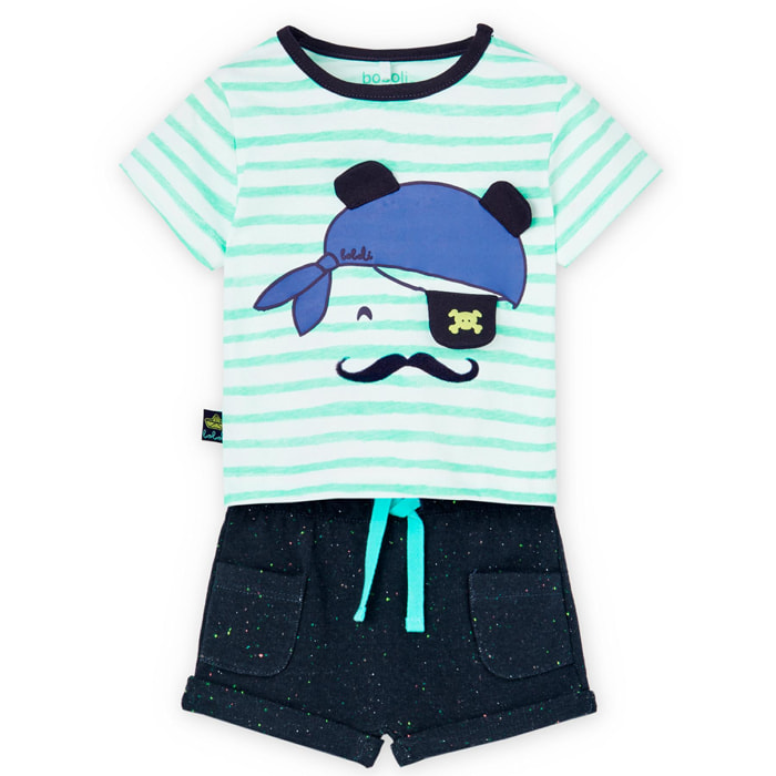 Conjunto bicolor con camiseta de mangas cortas y shorts