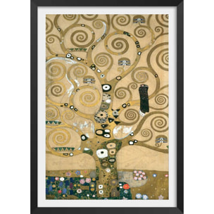 Affiche Tree of Life. Detail par Gustav Klimt Affiche + cadre en bois - Noir