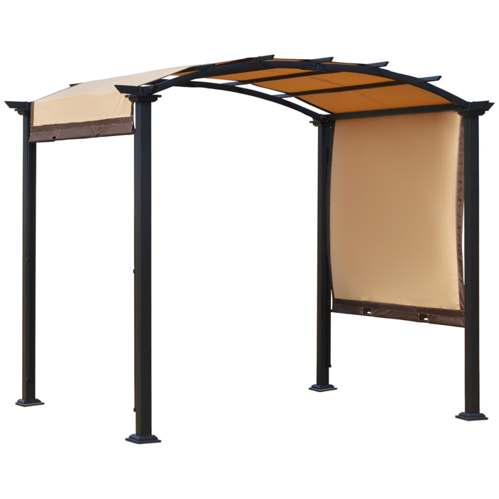 Pérgola 3x2,5m Cenador con Techo Retráctil Jardín Patio Terraza Poliéster Beige