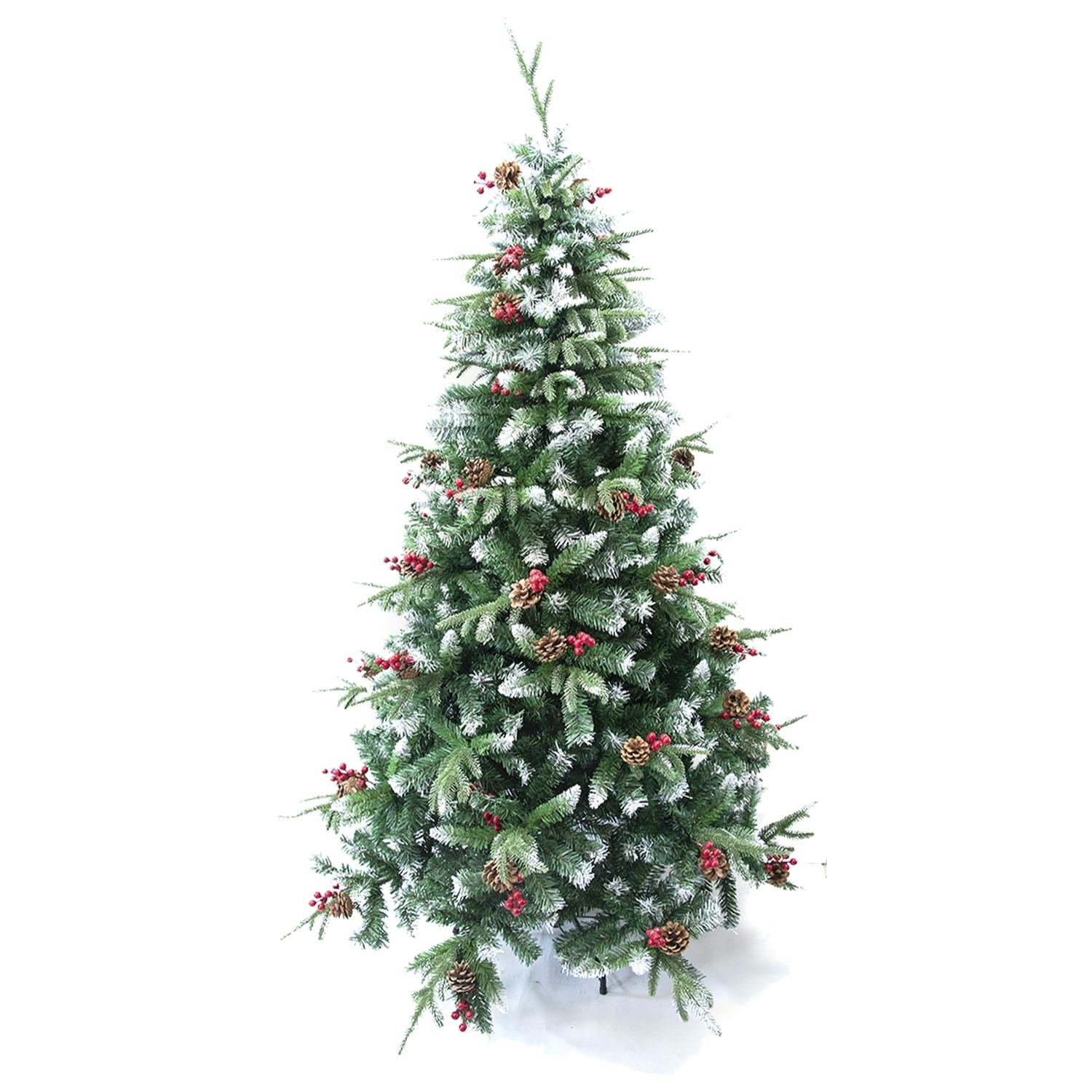 DAM Albero verde naturale con bacche rosse/neve 120 cm 65x65x120 cm. Colore verde