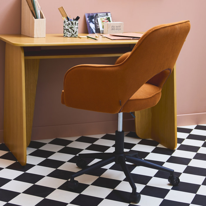 Chaise de bureau à roulettes velours côtelé JIM