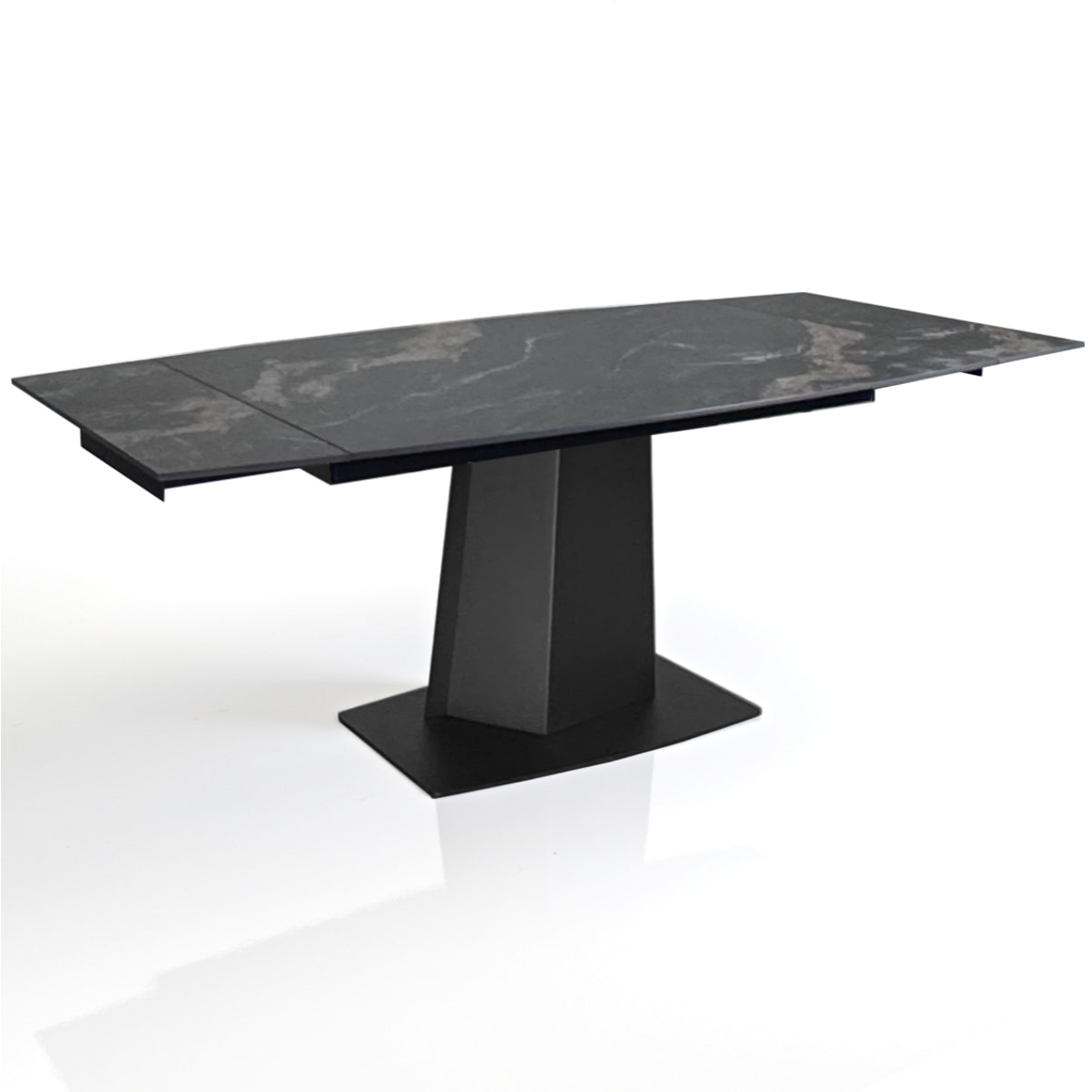 Table à manger extensible Tomasucci SAFIR, en céramique effet marbre noir, 140/170/200 × 89 × 77 cm