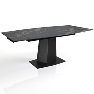 Table à manger extensible Tomasucci SAFIR, en céramique effet marbre noir, 140/170/200 × 89 × 77 cm