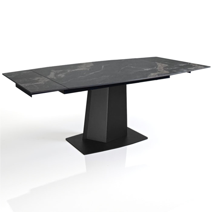 Table à manger extensible Tomasucci SAFIR, en céramique effet marbre noir, 140/170/200 × 89 × 77 cm