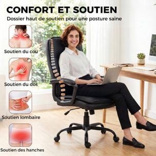 Chaise de bureau manager accoudoirs rembourrés métal synthétique noir