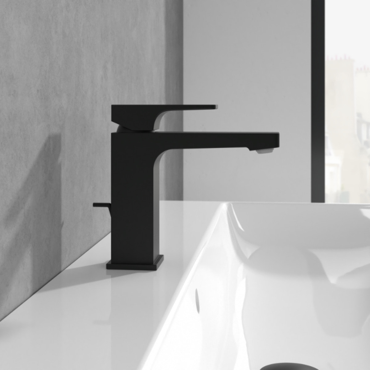 Mitigeur lavabo Architectura Square avec tirette Noir mat