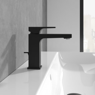 Mitigeur lavabo Architectura Square avec tirette Noir mat