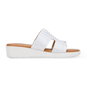Sandalias de cuña plateadas en piel
