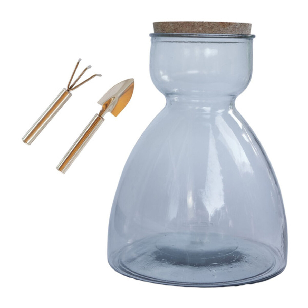 Terrarium in vetro riciclato con attrezzi inclusi