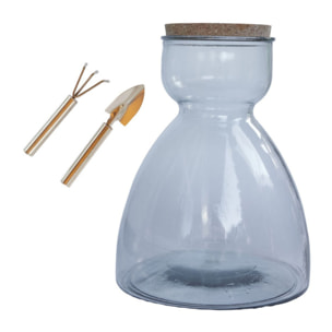 Terrarium in vetro riciclato con attrezzi inclusi