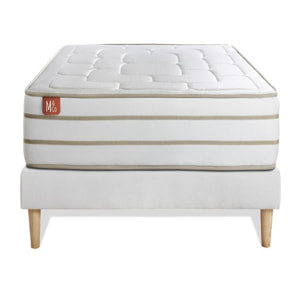 Ensemble Matelas Le Douillet - 26cm - Mémoire de forme - Matériaux éco-responsable - Sommier kit Blanc