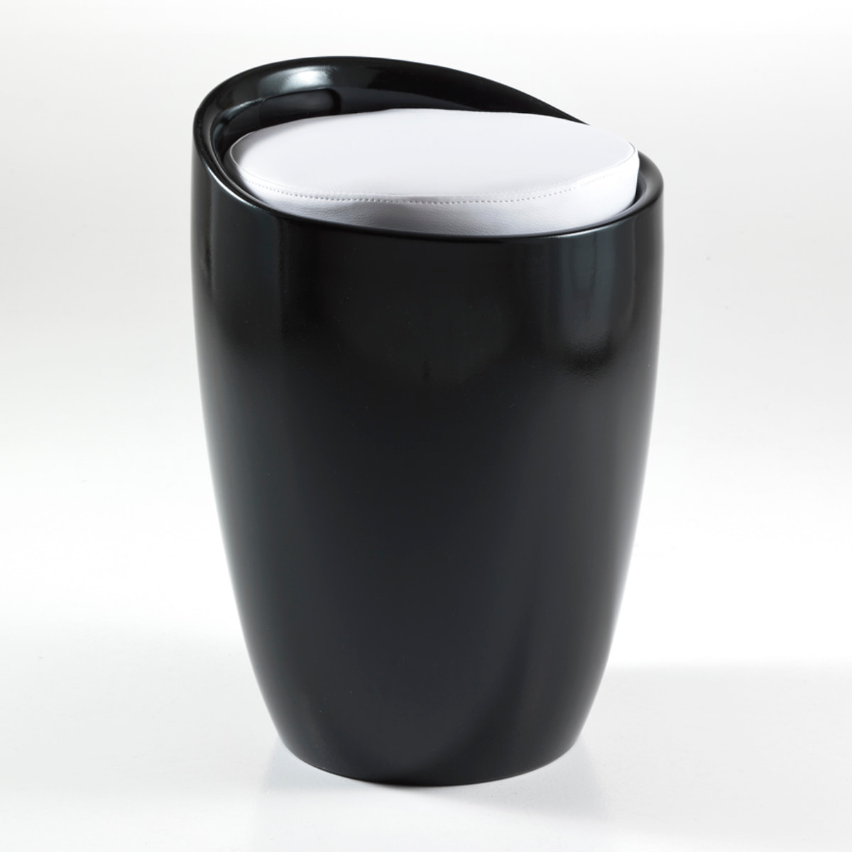 Pouf coffre de rangement Tomasucci PILLOW BLACK, en PVC et similicuir, noir