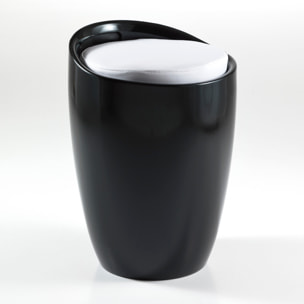 Pouf coffre de rangement Tomasucci PILLOW BLACK, en PVC et similicuir, noir