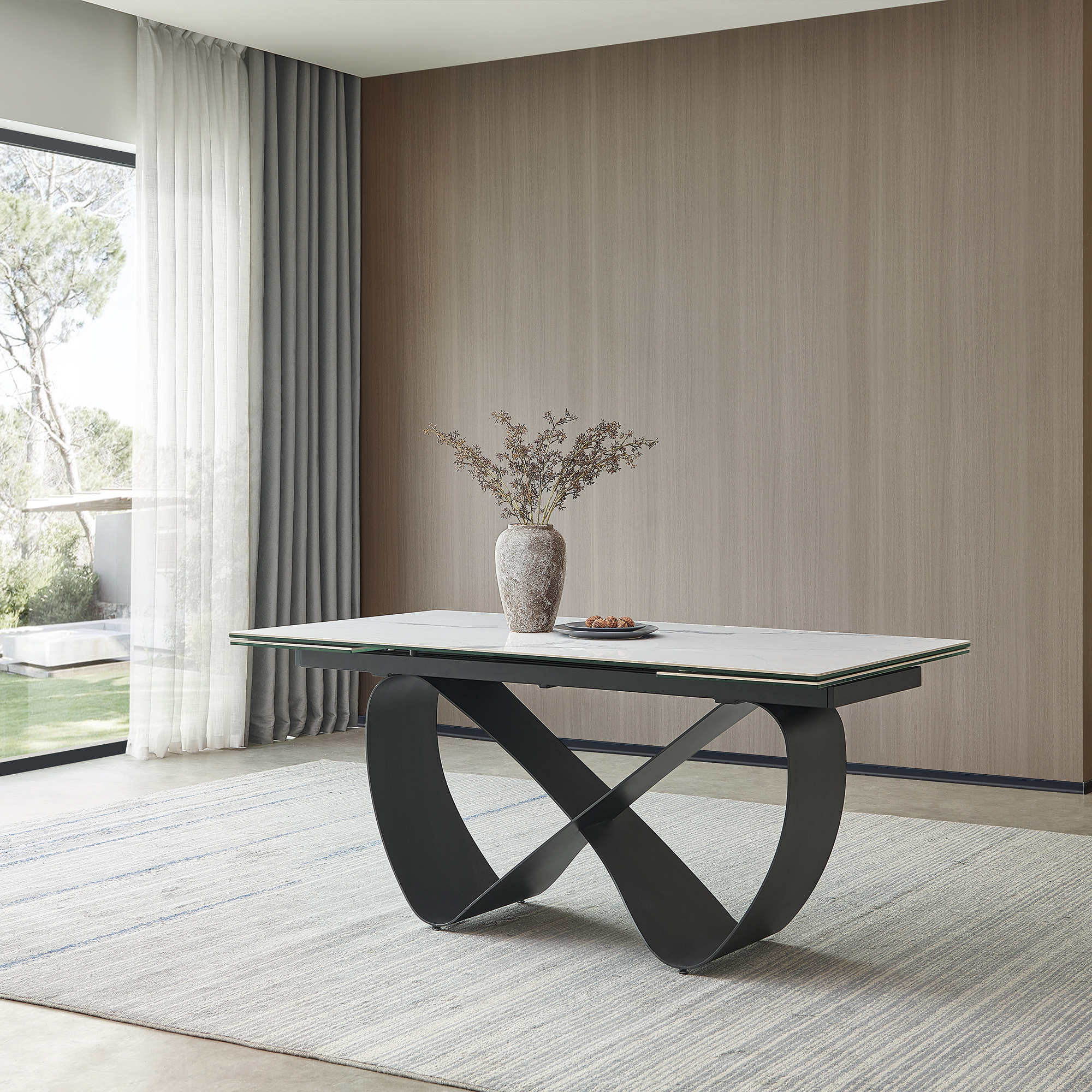 Mesa extensible de comedor – Porcelánico y negro