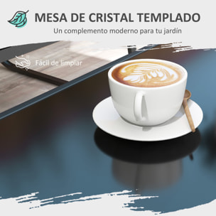 Conjunto de Muebles de Jardín Juego de 4 Piezas Muebles de Terraza con 2 Sillones 1 Sofá Exterior de 2 Plazas y Mesa de Centro con Tablero de Vidrio Templado Negro