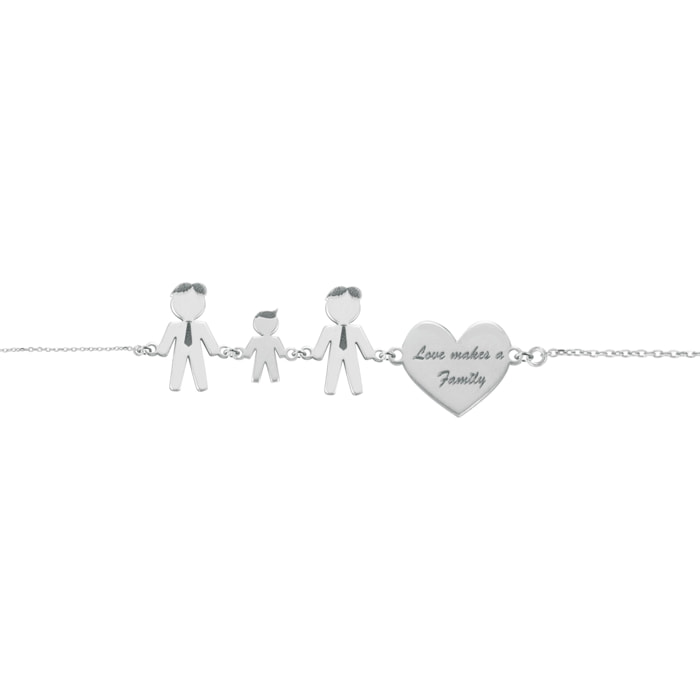 Bracciale Love Makes a Family Lui-Bimbo-Lui-Cuore Argento