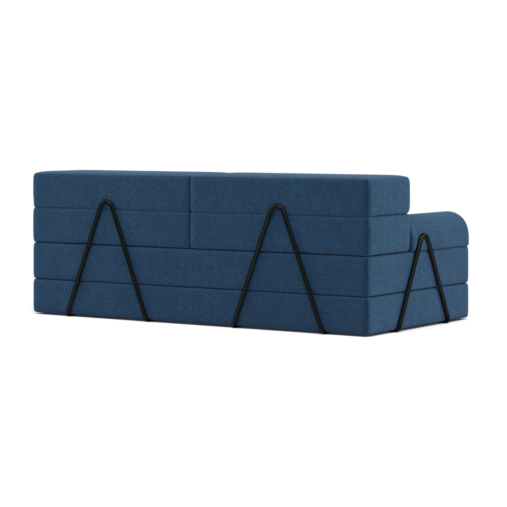 Astral - Canapé 3 places convertible en velours texturé - Bleu