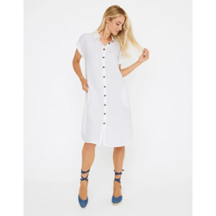 Vestido Midi Lino Blanco - Bayo