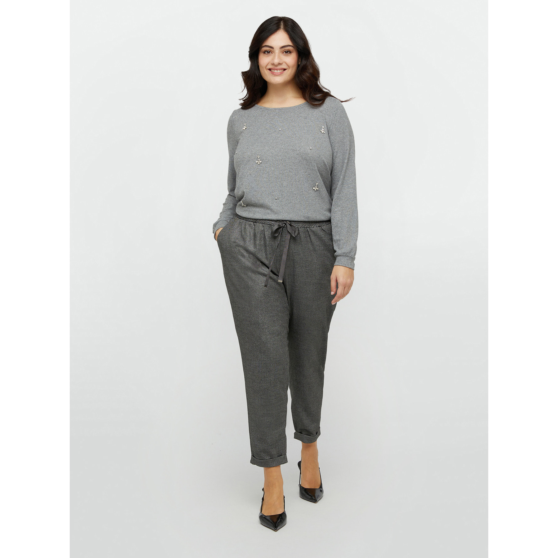 Fiorella Rubino - Pantaloni joggers in lurex - Nero