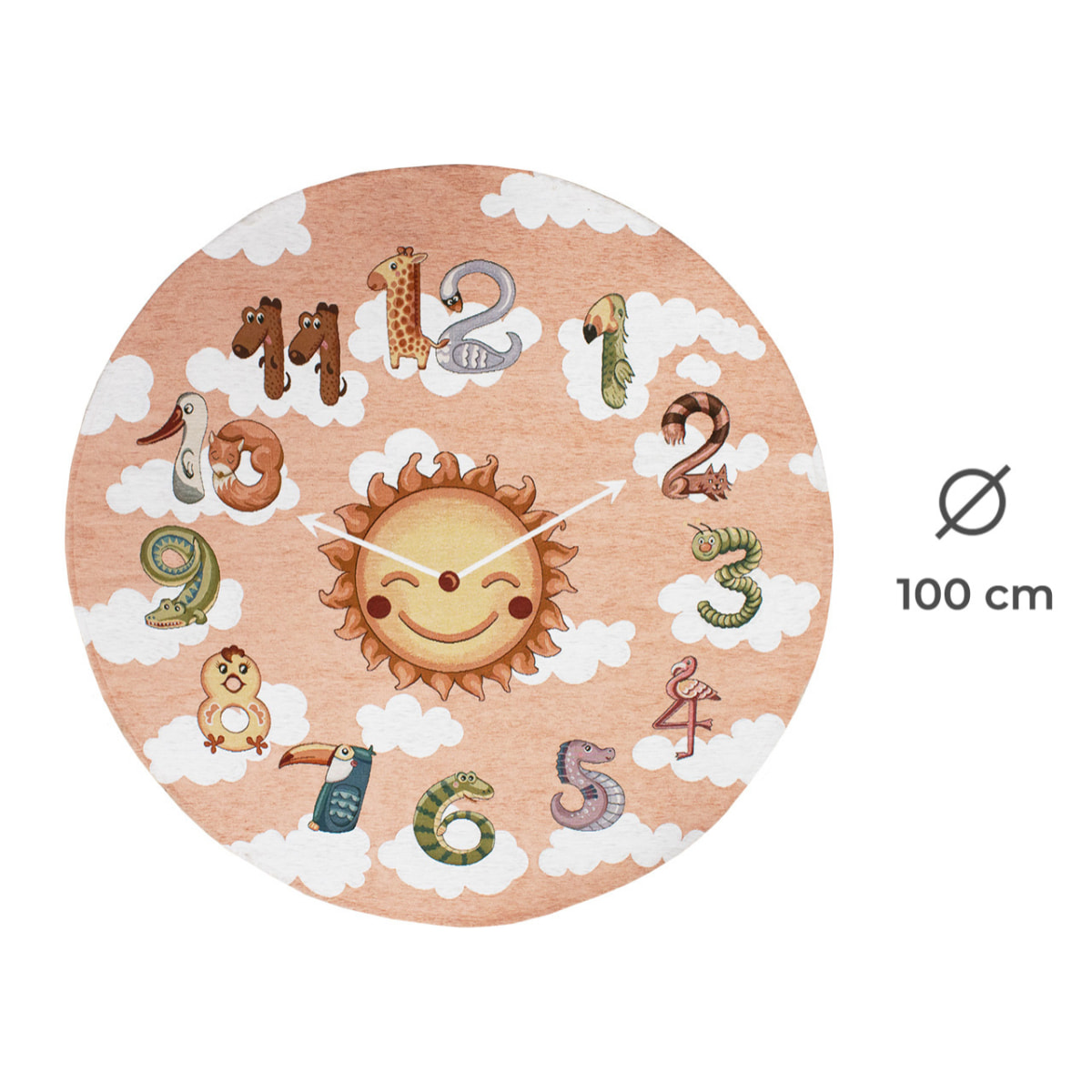 Tappeto Arredo Gioco Cameretta Bambini Orologio Rosa Antico