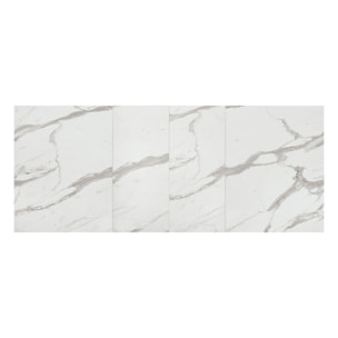 Tavolo LIPARI in legno, finitura bianco statuario e base bianca, allungabile 140x90 cm - 220x90 cm