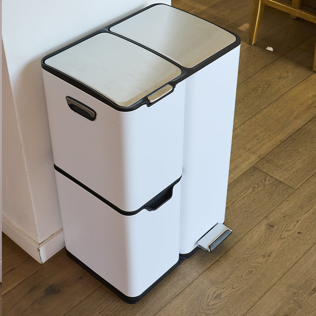 Poubelle de tri inox HAJA 60L 3bacs