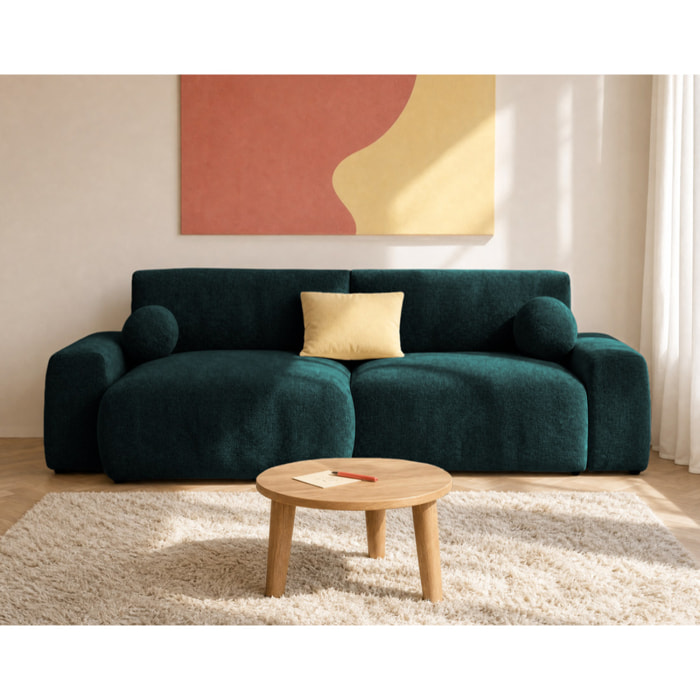 Constance - Canapé d'angle réversible 4 places convertible avec coffre en velours relief - Vert