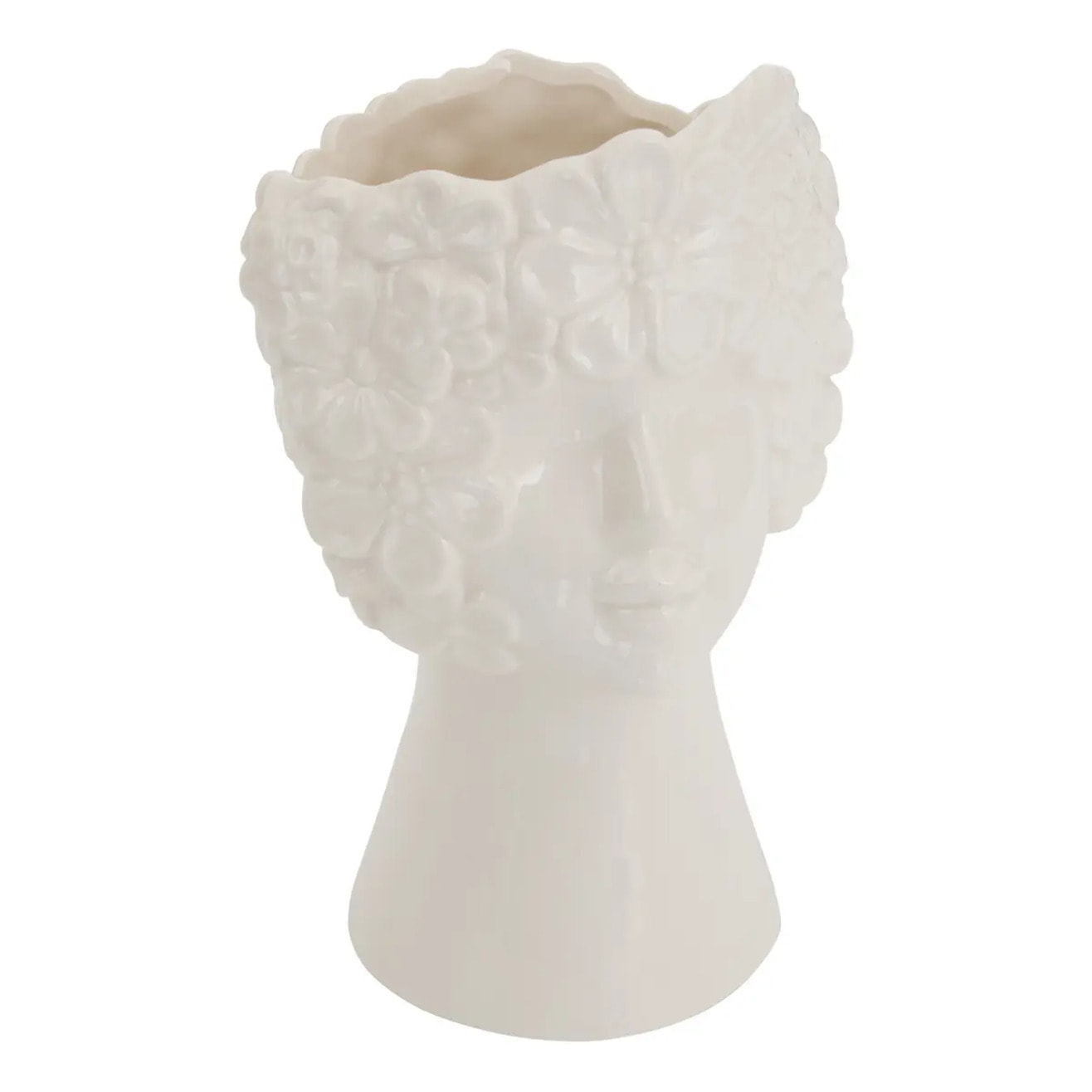 Vase Visage Fleur de rose H21cm blanc