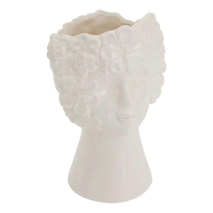 Vase Visage Fleur de rose H21cm blanc
