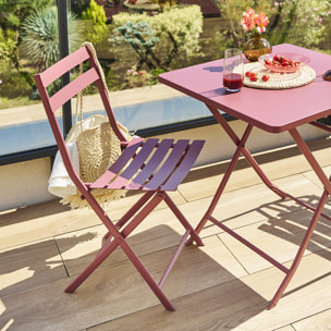 Chaise de jardin pliante "Greensboro" lie de vin acier