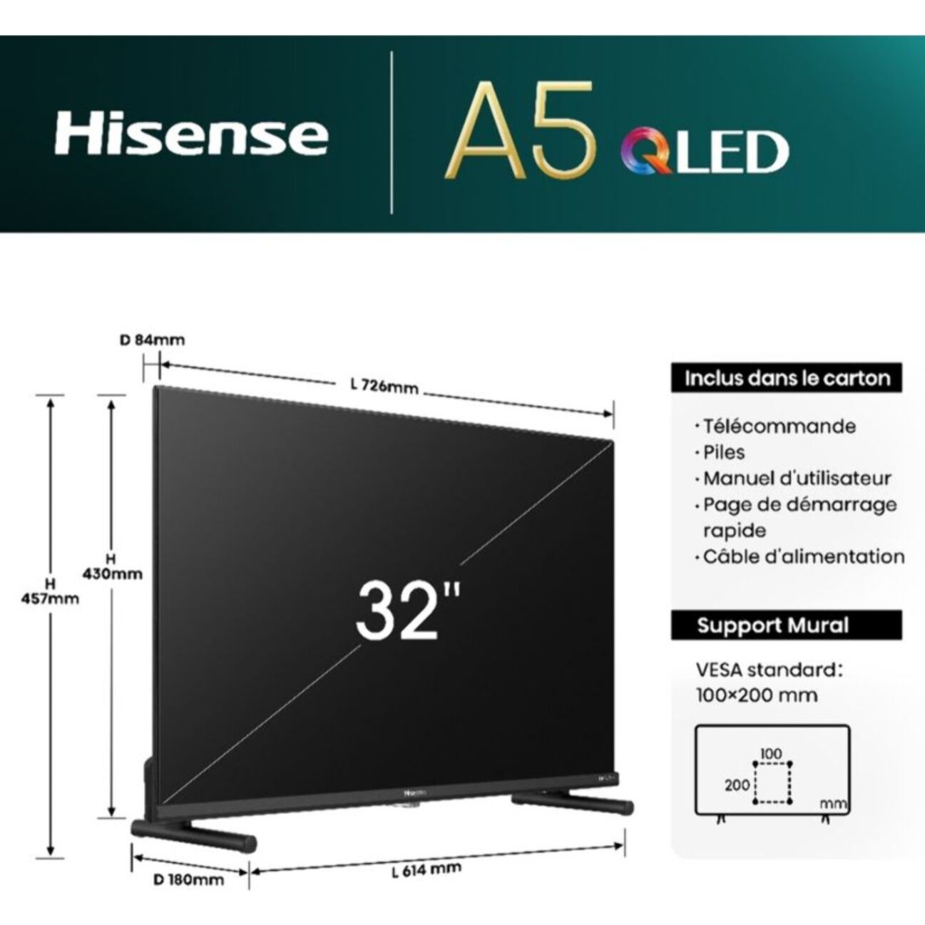 TV QLED HISENSE 32A5NQ 2024