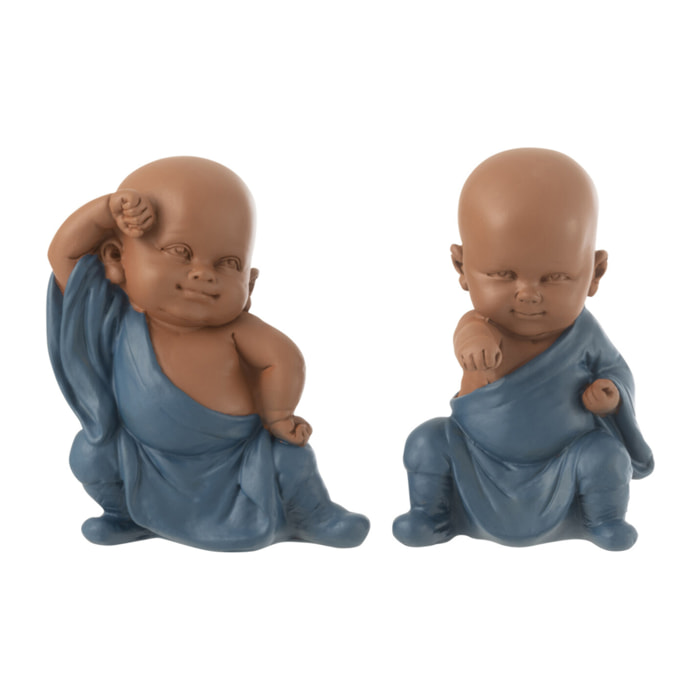 J-Line figurine Moine Combat - polyrésine - bleu - 2 pièces