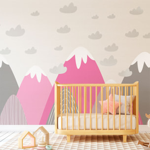 Stickers muraux enfants - Décoration chambre bébé - Autocollant Sticker mural géant enfant montagnes scandinaves ELIKA