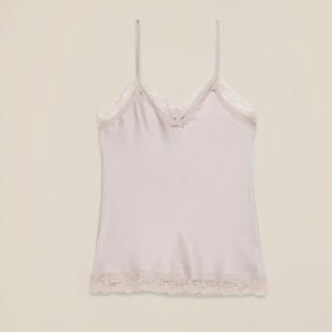 Oltre - Top lingerie in raso e pizzo - Beige