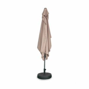 Parasol droit rectangulaire 2x3m - Touquet taupe - mât central en aluminium orientable et manivelle d'ouverture