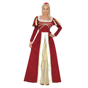 Costume Carnevale Dama Del Castello Rosso - Oro - Bianco Donna