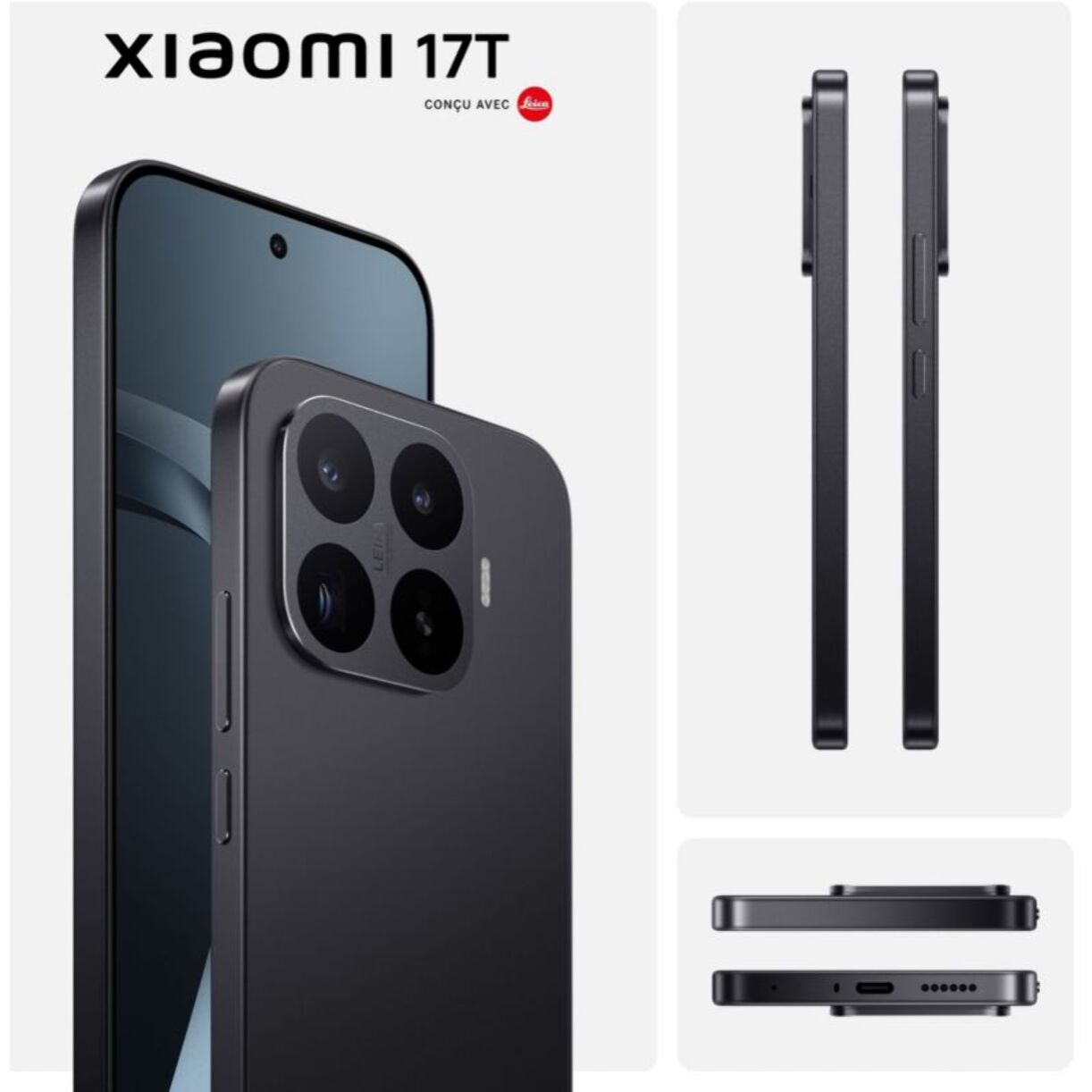Smartphone XIAOMI 17T concu avec Leica 5G 256Go Noir