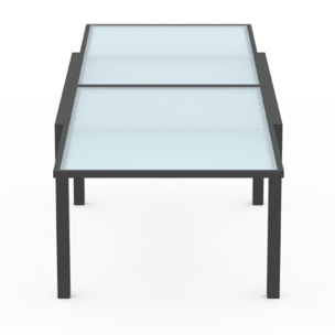 Table de jardin extensible 135-270cm verre trempé