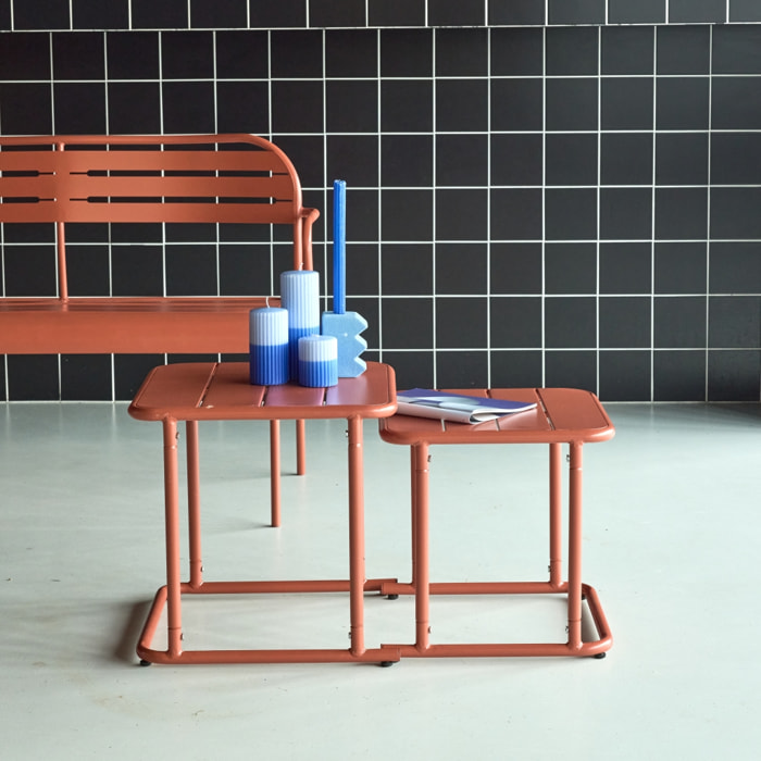Table gigogne extérieure carrée en acier AMÉLIA