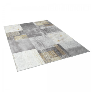 Tapis salon et chambre tissé en coton motif damier LAVE