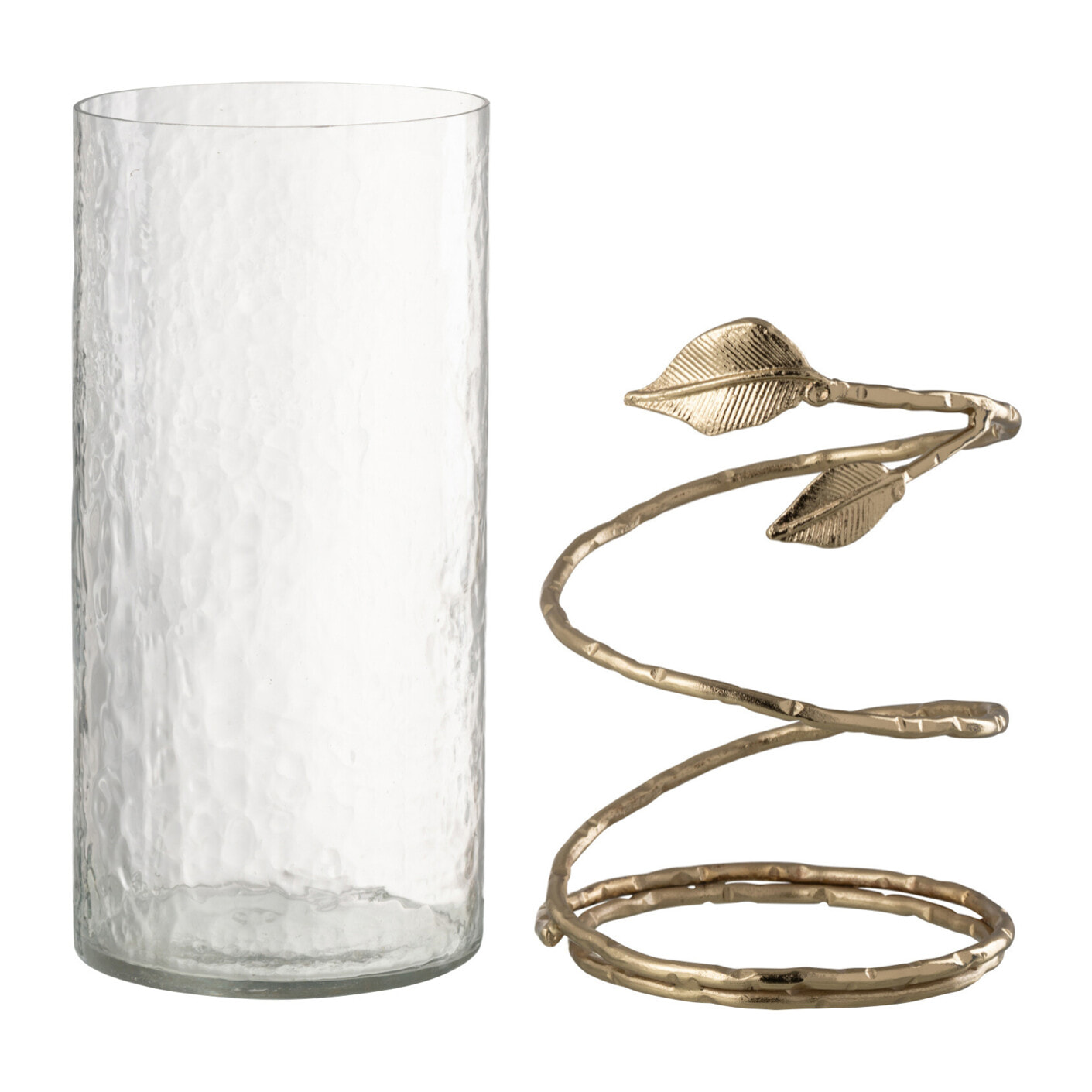 J-Line vase Feuille Court - verre/acier - transparent/or - Ø 12.5 cm