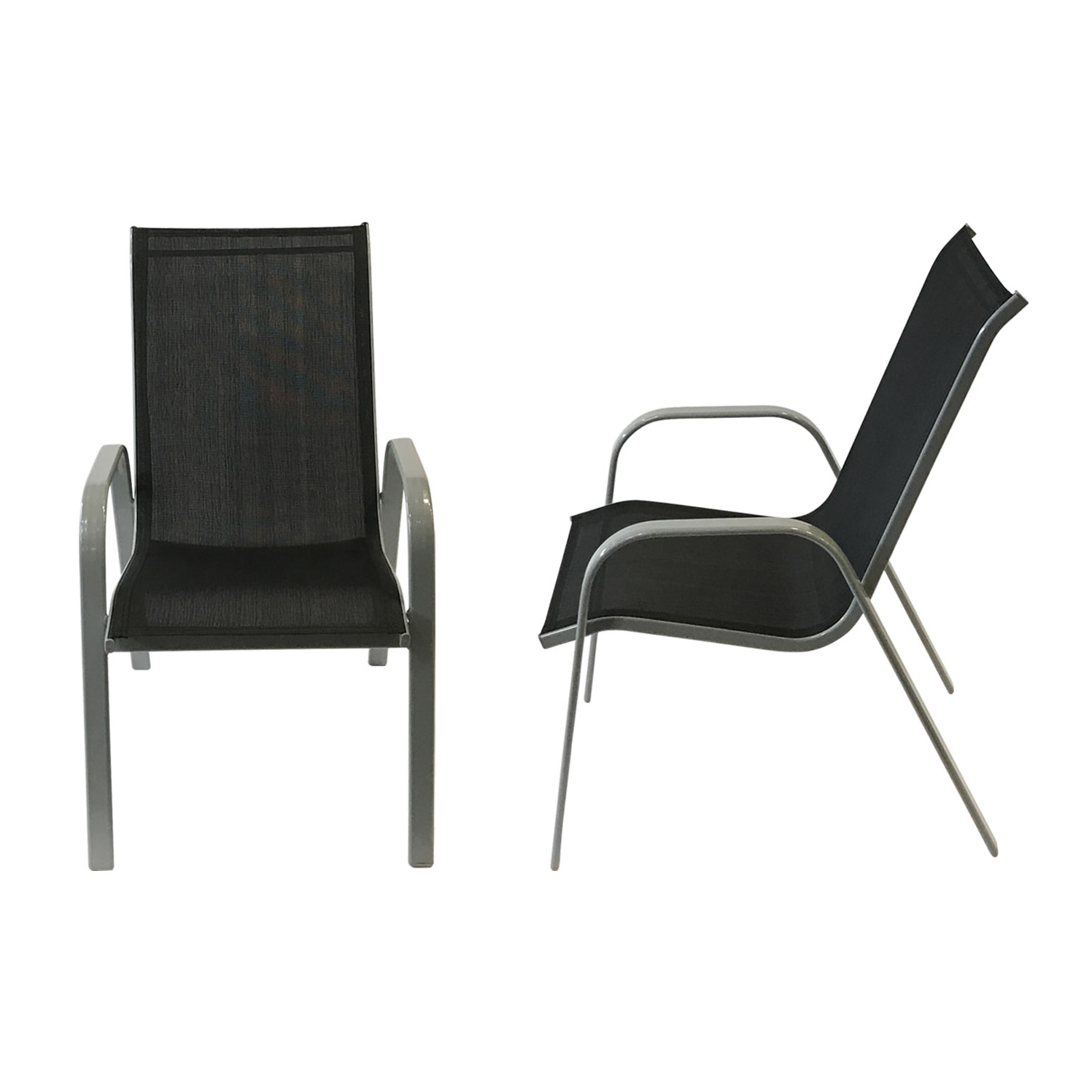 Lot de 4 chaises MARBELLA en textilène noir - aluminium gris