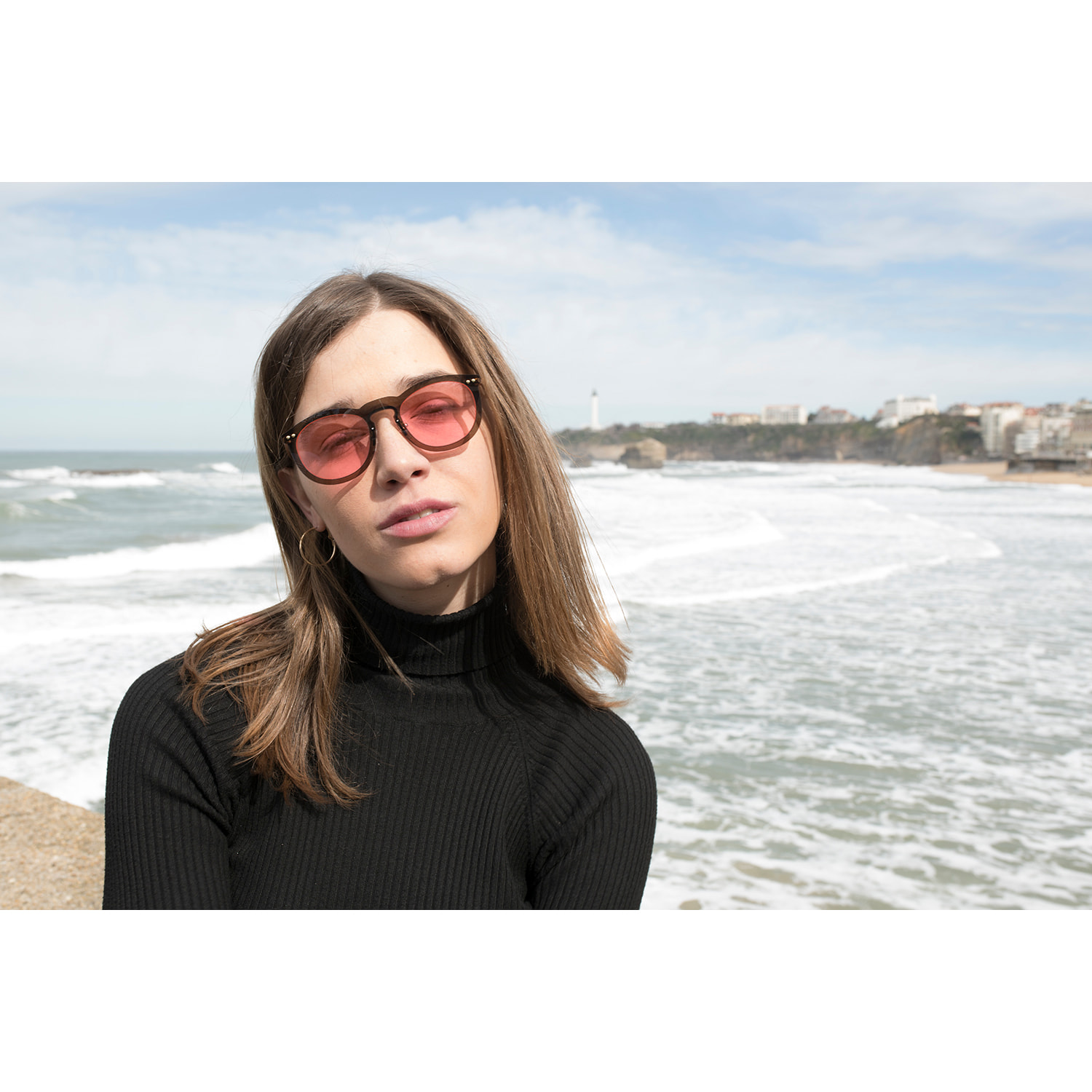 Gafas de sol OCEAN IBIZA - Marrón transparente por fuera con espejo rosa por dentro y patillas doradas