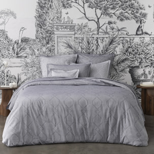Housse de couette imprimée en jacquard de coton bio, RIVOLI, Bleu